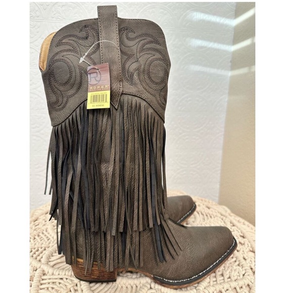 Roper Brown Heeled Fringe Boots, Size 8.5, New W/Tags!! Gorgeous!! - Picture 3 of 7